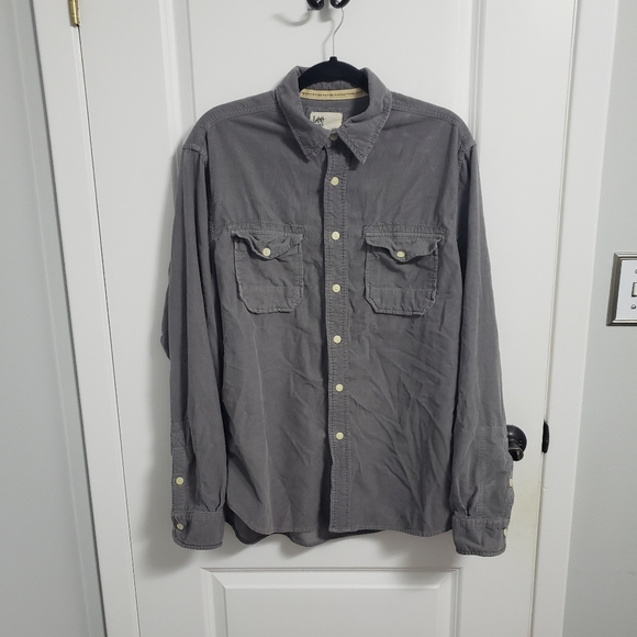 LEE DUNGAREES Grey Corduroy Button Up Shirt - Picture 1 of 8